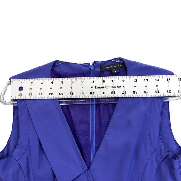 Marc Jacobs Women's Dress Purple Size 8 Sleeveless V-neck, Pleated - Picture 4 of 9